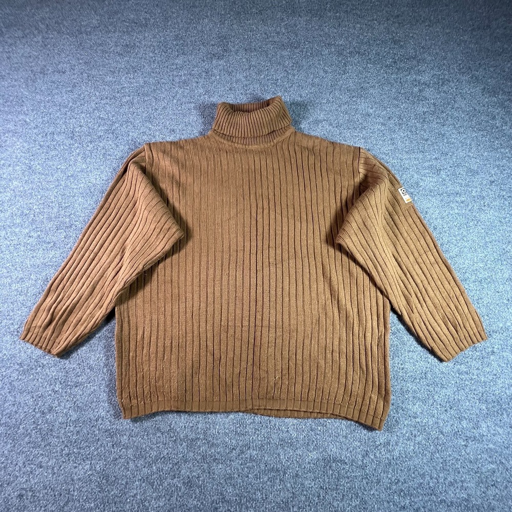 Vintage Southpole Sweater Men's L Brown Acrylic Chunky Ribbed Knit Turtleneck